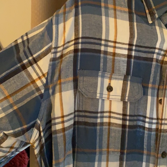 Blue and White Plaid Men’s Flannel XL Button Down by George - Picture 3 of 4